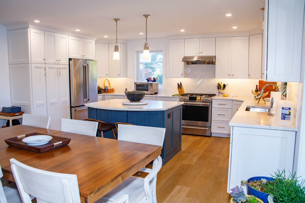Beautiful, open concept kitchen with island and plenty of cabinet storage space