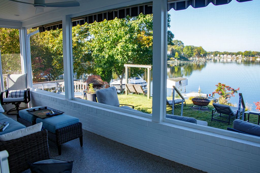 New screened porch with view of Stoney Creek.