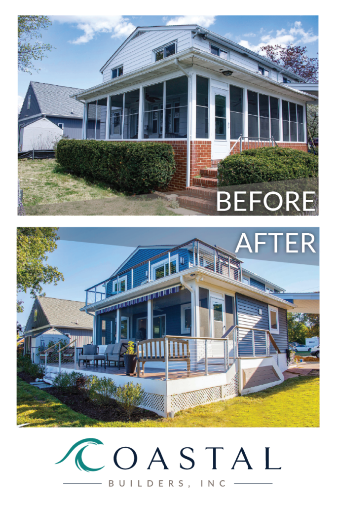 Exterior Before and After whole house remodel