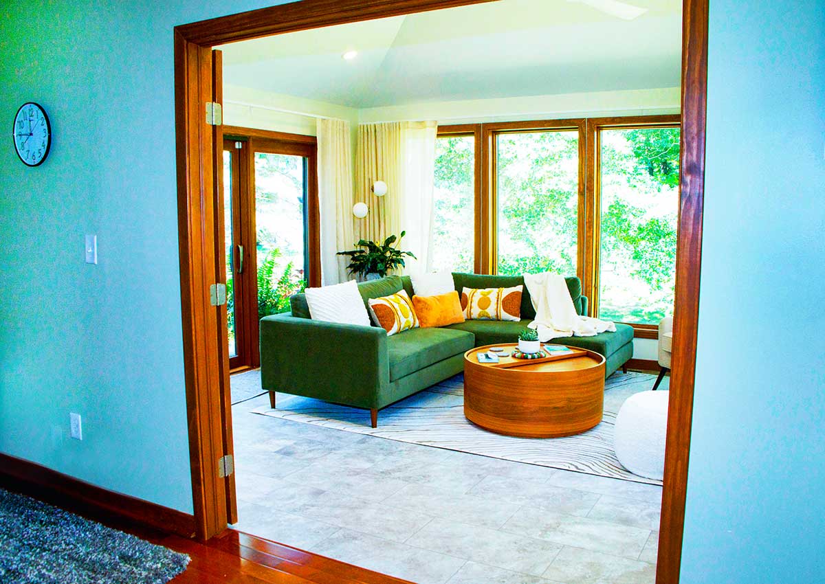 Internal view of mid century style sun-room